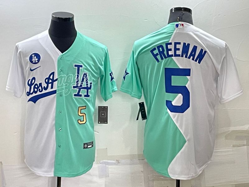 Men Los Angeles Dodgers #5 Freeman green white Nike 2022 MLB Jersey2